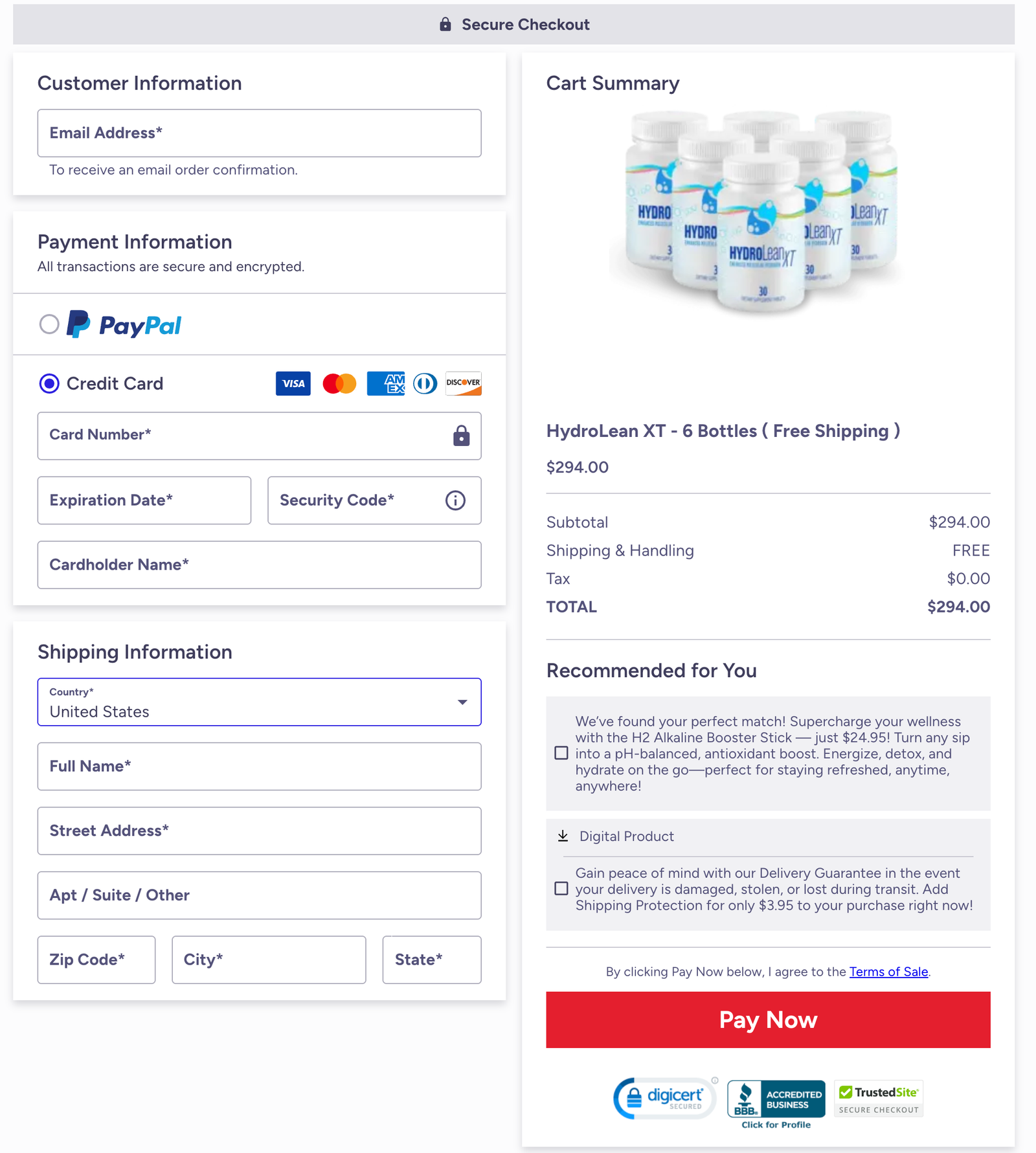 HydroLean XT Official Website Secure Order Page